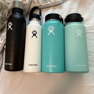 Hydro Flask Water Bottle Set - Black, White, Teal, Mint